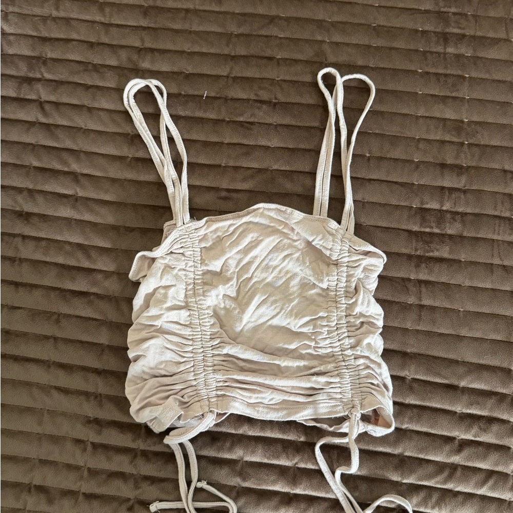 Garage Beige Ruched Top